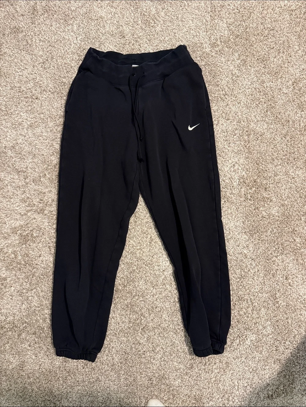 Nike Black Track Jogger Pants with White Swoosh